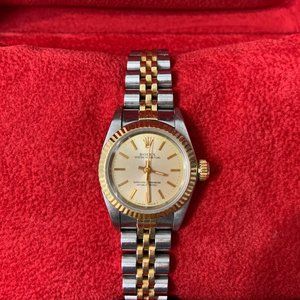 Rolex Oyster Perpetual Ladies Jubilee Gold & Stainless Watch 67193 Original Box